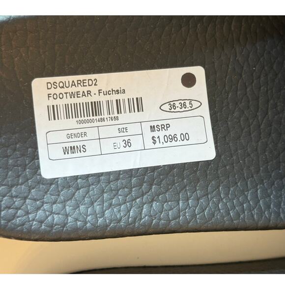 NWT DSquared2 Leather Slip On Slides Sandals Black/Fuchsia Womens 36-36.5 / US 6 - Picture 4 of 5